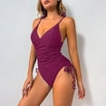 thumbnail image 2 of QHFBli Women One Piece Swimsuits Tummy Control Bathing Suits Sexy Ruched Swimwear, 2 of 7