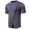 thumbnail image 3 of BLVB Workout Tops for Men Crewneck Short Sleeve Summer Shirts Irregular Hem Casual Gym Running Tee Blouse, 3 of 6