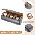 thumbnail image 3 of Estuche de viaje para relojes Uxcell para hombres, estuche de cuero para rollo de reloj, caja de almacenamiento portátil para relojes para Navidad, cumpleaños y aniversario, 3 ranuras (gris), 3 of 7