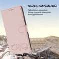 thumbnail image 6 of Wallet Leather Case For Motorola Moto G Play 2025 6.8",With Card Holder,Wristband, Shockproof Kickstand Embossed Happy Pattern Phone Case,Pink,For Moto G Play 2025, 6 of 8