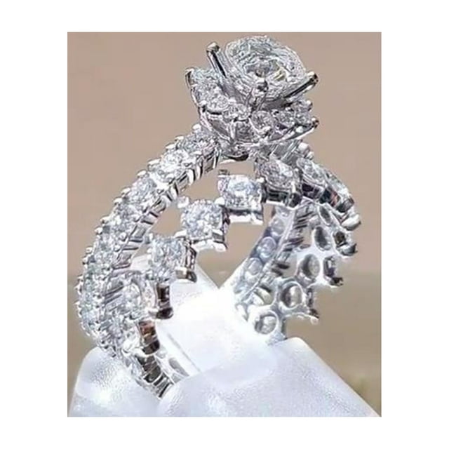 Elegant Silver Promise Ring Set with Delicate Fashion Design for Timeless Lightweight Jewelry 2PCS