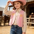 thumbnail image 4 of Bovxnpu Girls Outwear Jackets Western Denim Fringe Vests Holiday Jacket Outfits, 4 of 8