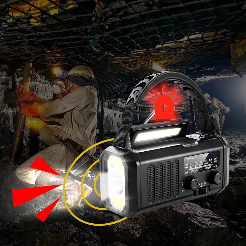 HUISZJ Solar Powered Radio, Emergency Hand Crank Radio with Flashlight Reading Lamp, Portable Weather Radio AM/FM Survival Radio for Outdoor Camping Emergency