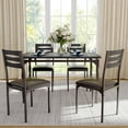 thumbnail image 4 of 5 Piece Dining Table Set for 4, Industrial Style Dining Table and 4 Chairs Set, Kitchen Table Set for Dining Room Kitchen Apartment, Kitchen Table with Alien Table Legs, 4 of 7