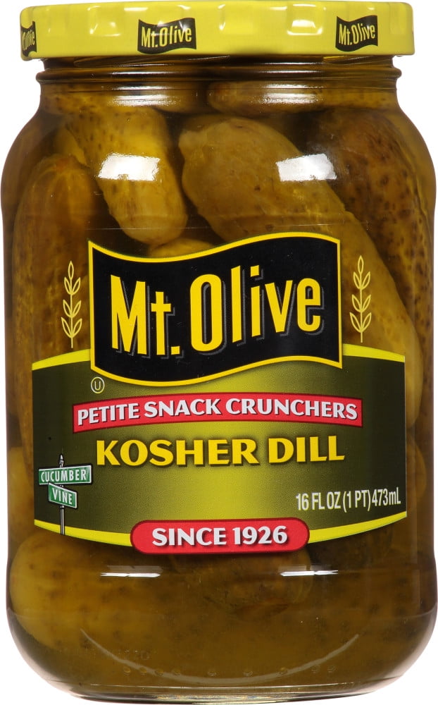 Mt. Olive Kosher Dill Petite Snack Cruncher Pickles, 16 fl oz Jar