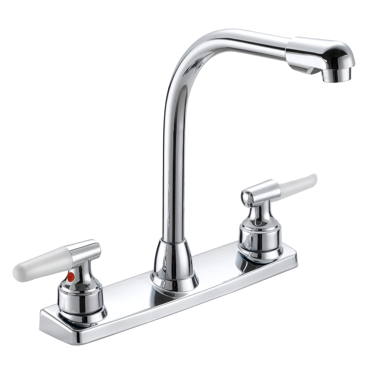 LDR 013 3900CP Chrome/White 2 Handle Kitchen Faucet With HighRise