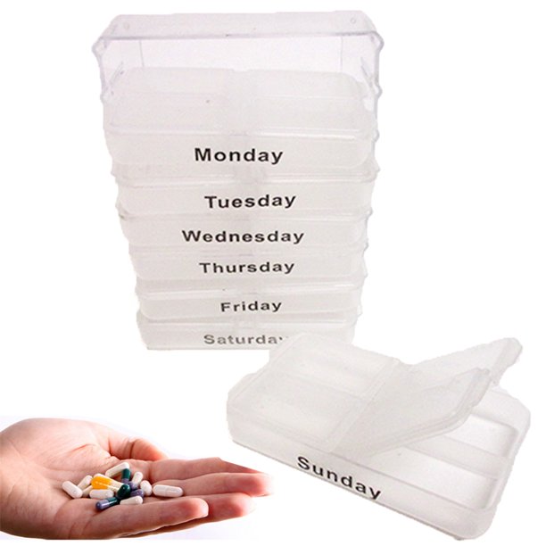 7 Day Pill Box Organizer Weekly Medicine Storage Container Vitamins