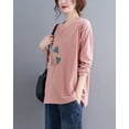 thumbnail image 2 of Women Spring Casual Pullover Crewneck Long Sleeve Tshirt Top GA2207 Pink, 2 of 5