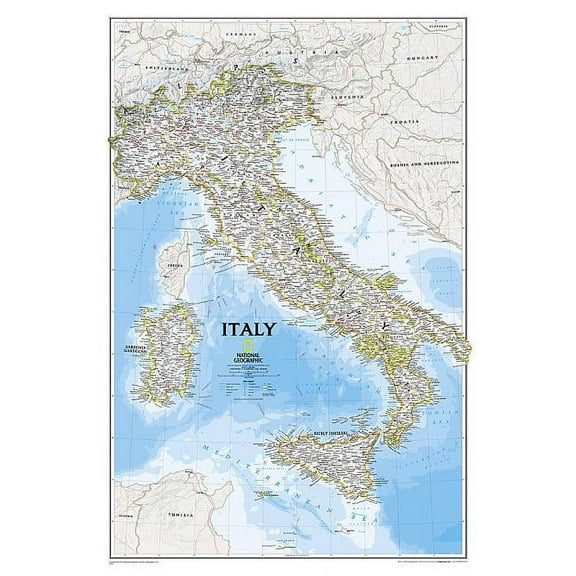 National Geographic Reference Map National Geographic Italy Wall Map - Classic (23.25 X 34.25 In), (Paperback)