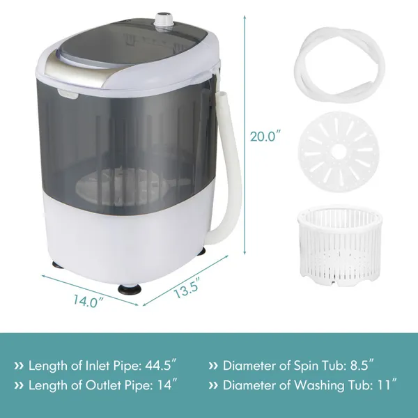 Portable Mini Washing Machine Semi-Automatic Washer and Spinner Combo with Single Tub