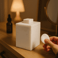 thumbnail image 2 of Creative Home TAJ Creamy White Marble Cotton Ball Swab Holder, Bathroom Canister, 2 of 9