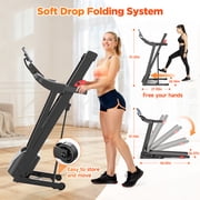 Folding Treadmill w/ Incline, 3.5HP Treadmill for Home w/ 330lb Capacity, 71 Programs