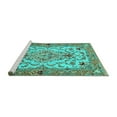 thumbnail image 2 of Ahgly Company Machine Washable Indoor Square Medallion Turquoise Blue Traditional Area Rugs, 5' Square, 2 of 4