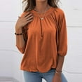 thumbnail image 2 of Blusa informal de media manga larga para mujer, jersey liso con cuello redondo, camisetas sueltas, Tops Fridja  ghj987+4609, 2 of 9