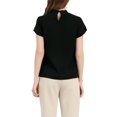 thumbnail image 3 of Allegra K Women's Elegant Tulip Short Sleeve Choker Neck Keyhole Back Work Blouse, 3 of 5