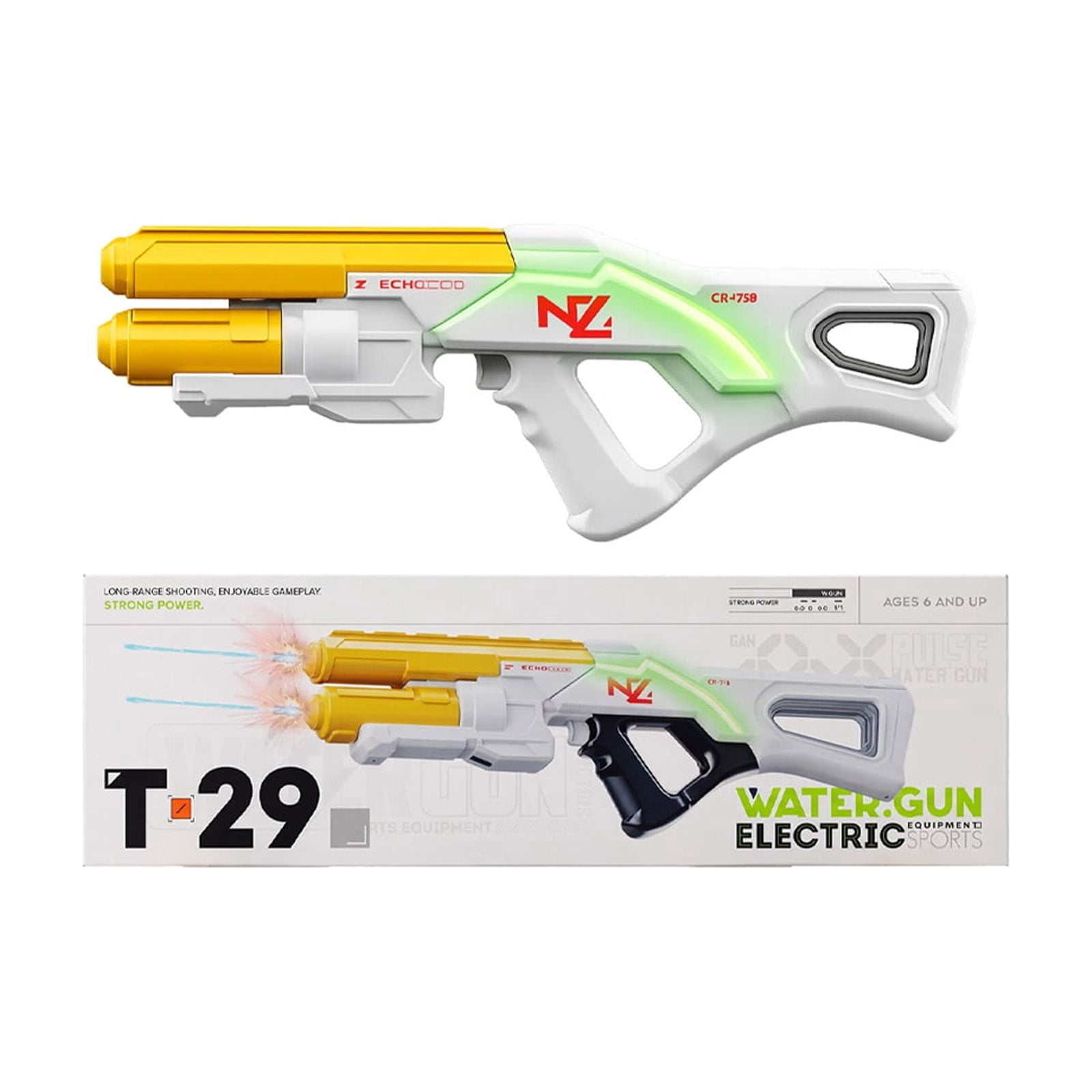 20in Electric Continuous Spray Water Device - Glowing Nozzle, Large Capacity & Long Battery Life Outdoor Blaster for Pool & beach playing for adults Parties