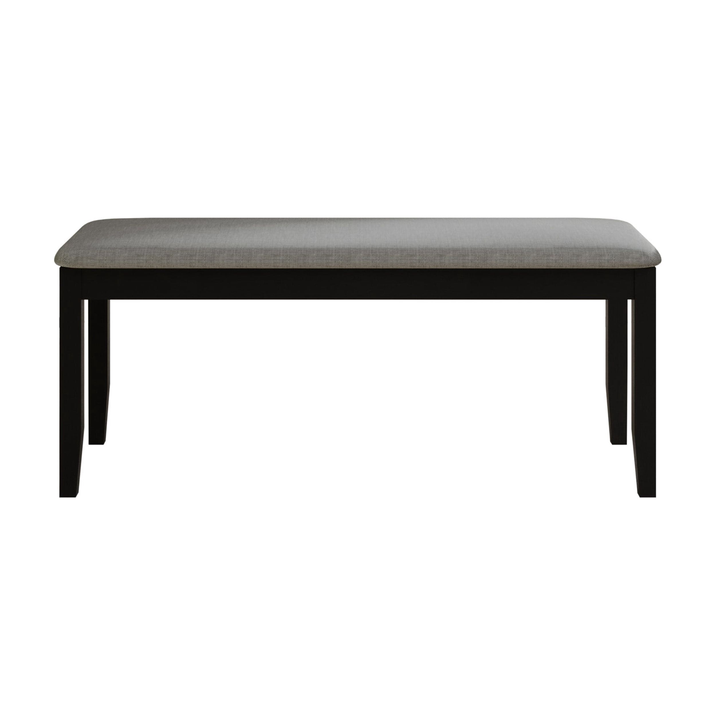 Home Design Ouray Dining Bench, Black - Upholstered Seat, Wood Grain Embossed, Sturdy Construction