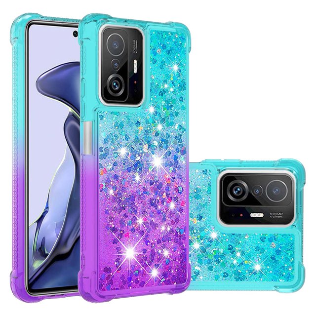 Funda para Xiaomi 11T/11T Pro 5G Transparente con Brillos Carcasa Protectora Antigolpes con Glitter Brillante