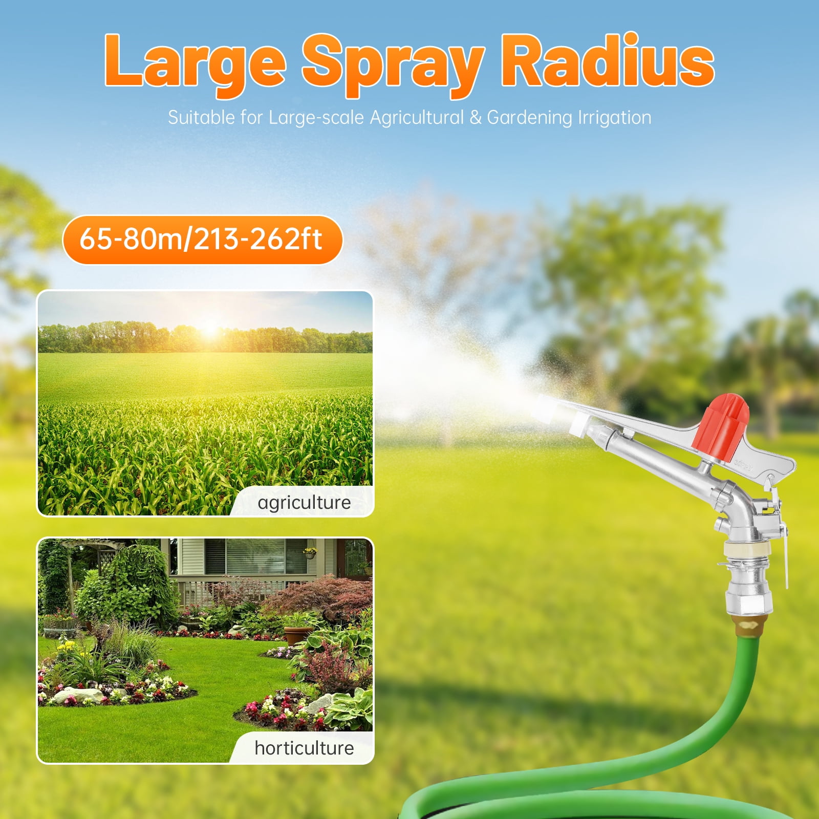 Tripod Sprinkler with Adjustable Spray Nozzles, 360° Rotation, High Efficiency, Zinc Alloy Construction, Water-Saving, Ideal for Gardening and Irrigation