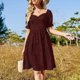 thumbnail image 4 of Vestido de manga corta desgastado burdeos y negro Vestidos para fiesta de bodas Ropa de mujer Vestido, 4 of 7