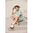 thumbnail image 5 of Arshiner Boy's 2 Pieces Linen Set Casual Henley Shirts Short Sleeve Beach Shorts Summer Shorts Outfits, 5 of 8