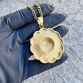 thumbnail image 3 of Rainbow Flower Happy Face CZ Sunflower Pendant Gold Plated Stainless Steel Cuban Link Chain Necklace 24", 3 of 11