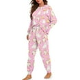 thumbnail image 2 of FOR U DESIGNS Pink Cat Drawstring Pajamas Pants Long Sleeve Top and Pants 2 Pack Size XL Pjs Lightweight Lounge Set with Pockets Sleepwear for Women Nightwear Fall, 2 of 6