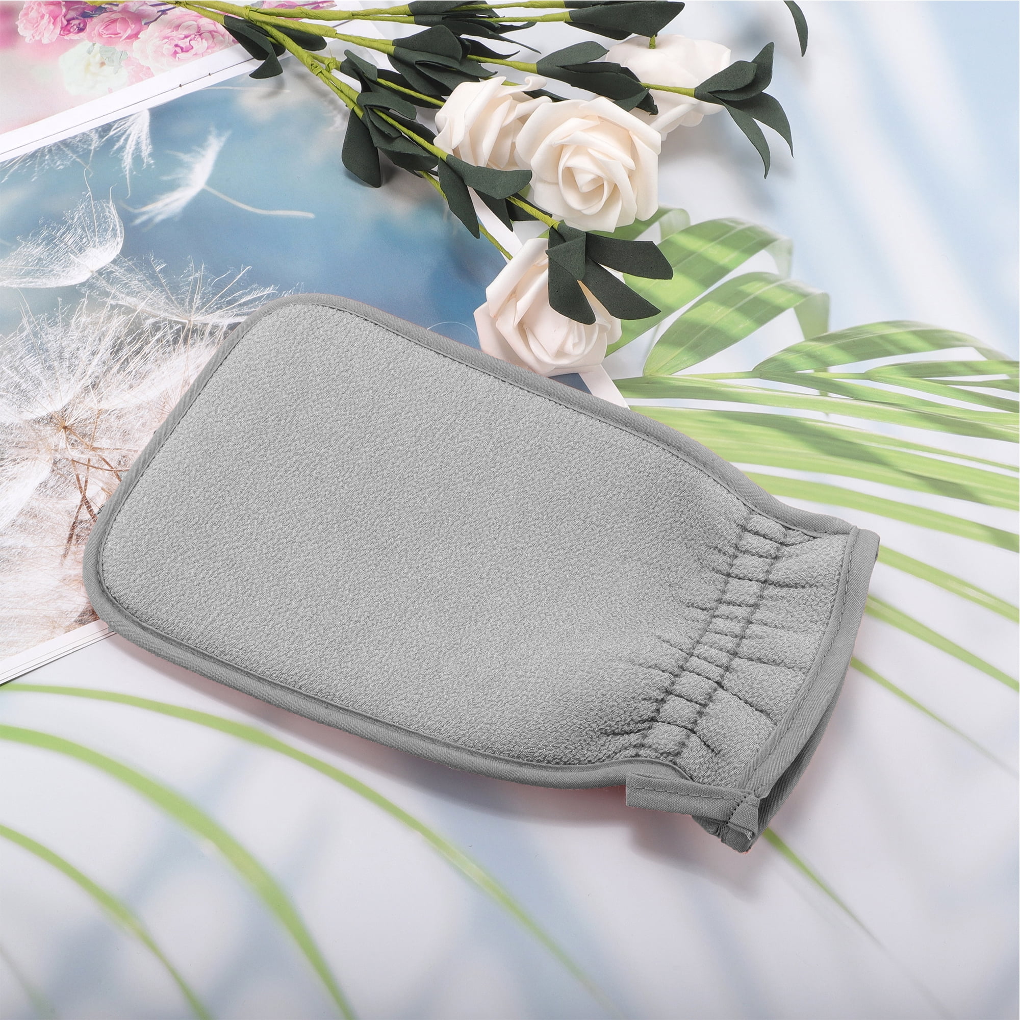 Unique Bargains Gloves Bath Towel for Shower Room 14x24cm 1 Pc Deep Gray