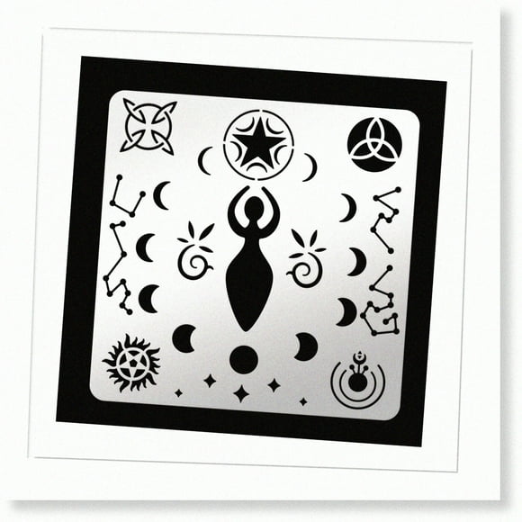 Stainless Steel Wiccan Metal with Viking Celtic Knot and Spiral Goddess Symbols - Perfect for Scrapbooking, Engraving, Pyrography, and Journaling - 6.14 inch Square Size