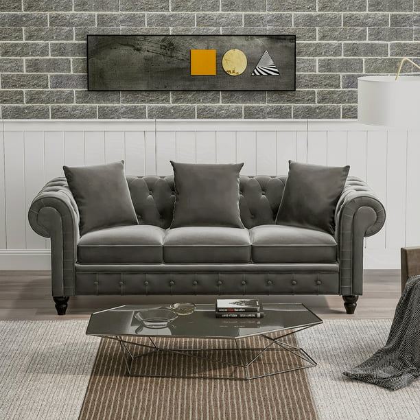 Sofa Roll Arm Classic 80 Chesterfield, Titanic Furniture Breathable Leather Sofa In Black