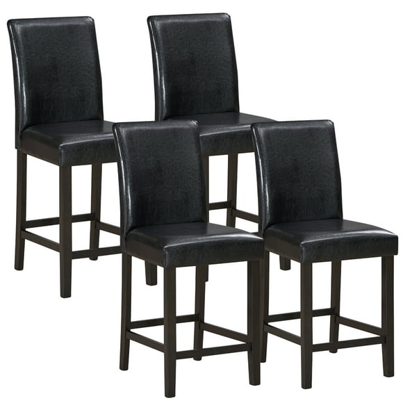 Gymax Set of 4 Bar Stools 24inch Counter Height Barstool Pub Chair w/Rubber Wood Legs