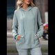 thumbnail image 5 of Sudadera con Capucha de Gran Tamaño para Mujer, Informal, de Larga, de Punto, con Cordón Ajustable, Abertura Lateral y Bolsillo Judías XL, 5 of 10