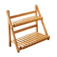 thumbnail image 3 of Estante de bambú para plantas, organizador de escritorio, estante de almacenamiento, escalera, estable, 2 niveles Marrón claro 30cm, 3 of 9