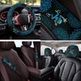 thumbnail image 4 of Binienty Boho Floral Frog Automotive Seat Covers Full Set with Matching Steering Wheel Cover Center Cover Protector Auto Seat Belt Cushion Pad Headrest Covers Car Interior Decor for Sedan SUV Truck, 4 of 7