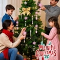 thumbnail image 6 of Inadays 32pcs Crystal Christmas Ornaments Set - Pink Acrylic Snowflake & Icicle Drop Hanging Decor for Tree, Winter Wonderland Party, 6 of 7