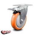 thumbnail image 2 of 5 Inch SS Orange Polyurethane Top Plate Caster with Total Lock Brake SCC, 2 of 2