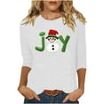thumbnail image 2 of Craaazy Christmas Shirts for Women Round Neck 3/4 Sleeve Santa Snowman Prints Blouses Gifts, 2 of 4