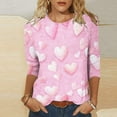 thumbnail image 1 of T-Shirt Imprimé Mode Aqestyerly pour Femme à Manches 3/4 Blouse Col Rond et Manches Courtes, 1 of 5
