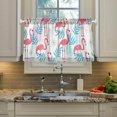 thumbnail image 5 of Flamingo Kitchen Curtains 2 Panels UV Protected Tier Curtains, Half Window Curtains Kitchen Tiers for Guest Room Bathroom Sink Laundry Room Basement,24"x27", 5 of 7