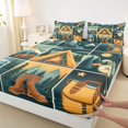 thumbnail image 4 of Manfei Rustic Rv Queen Sheets,Vintage Tent Pattern Queen Sheet Sets,Green,4-Piece,1 Flat Sheet, 1 Fitted Sheet and 2 Pillowcases, 4 of 6