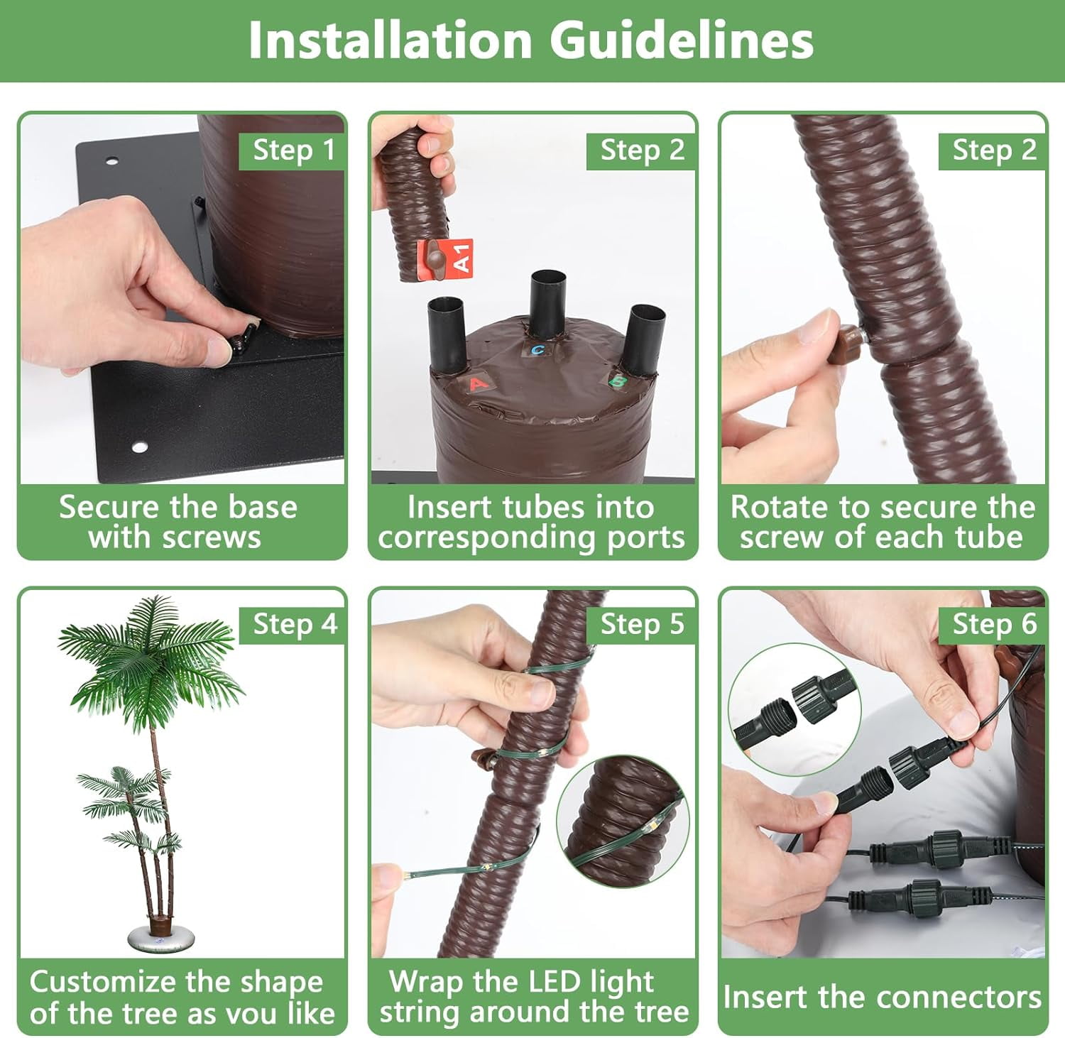Oumilen 6 FT in LED Artificial Palm Tree Pot