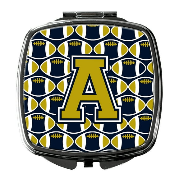 Letter A Football Blue and Gold Compact Mirror CJ1074-ASCM
