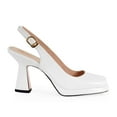 thumbnail image 2 of Ferwind Women's Slingback Sandal Pump Platform High Heels Square Toe Adult White  6.5, 2 of 7
