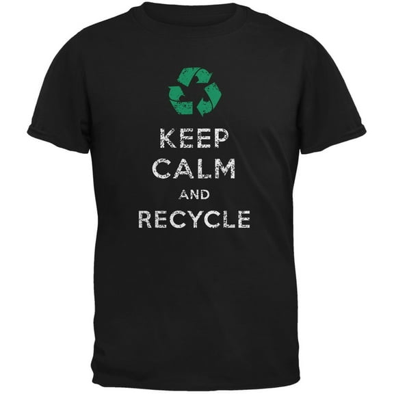 Earth Day - Keep Calm & Recycle Black Youth T-Shirt - Youth X-Large