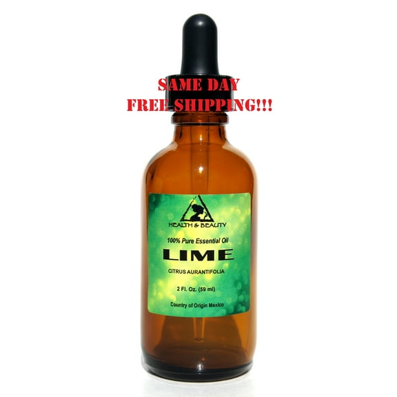 LIME ESSENTIAL OIL AROMATHERAPY 100% PURE NATURAL GLASS DROPPER 2.0 OZ, 59 ml
