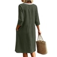 thumbnail image 6 of HBGVBA 3/4 Sleeve V Neck Dresses for Women Soft Lace Neck Loose Casual Midi Dress with Pockets, 6 of 6