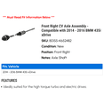 thumbnail image 2 of Front Right CV Axle Assembly - Compatible with 2014 - 2016 BMW 435i xDrive 2015, 2 of 2