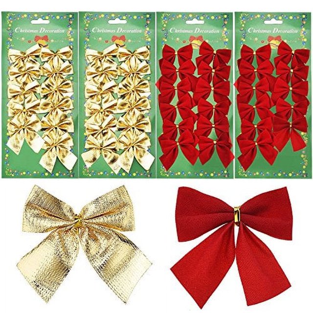 Lazos rojos pequeños para árbol de Navidad, 48 unidades, min