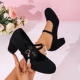 thumbnail image 2 of Busydd Womens Dress Shoes with Ankle Strap Trendy Solid Color Chunky Block Heels Round Toe Womens Shoes for Daily Wear 43, 2 of 10