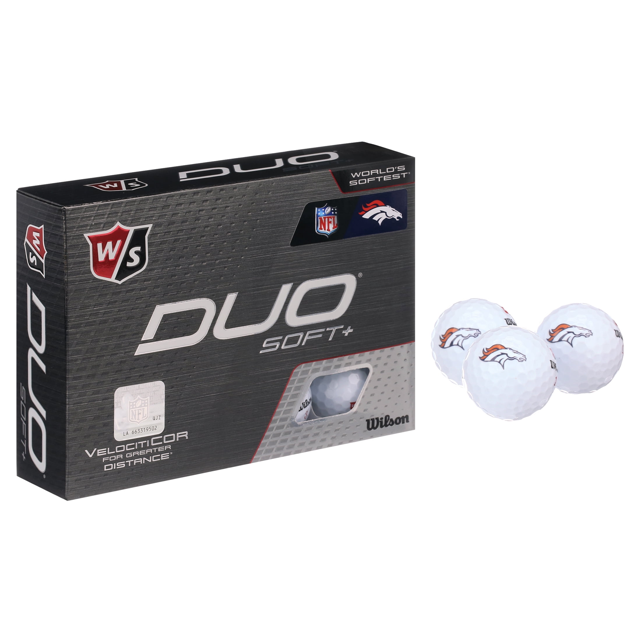 Wilson Staff Duo Soft + NFL Golf Balls White, Denver Broncos